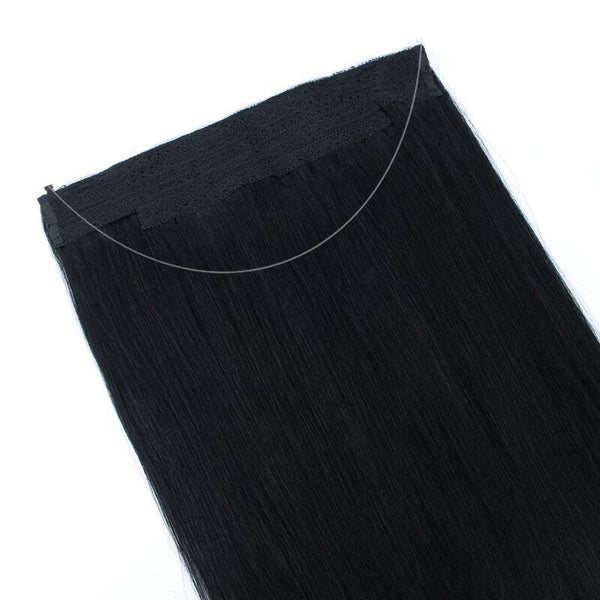 #1 Jet Black Halo Hair Extensions 100% Human Hair Wire Extensions