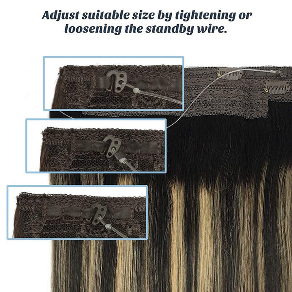 #1B/27/1B Halo Hair Extensions 100% Human Hair Wire Extensions