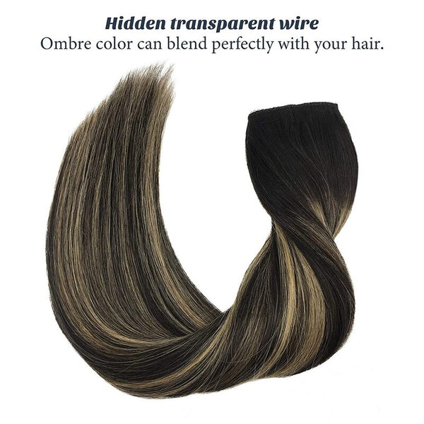 #1B/27/1B Halo Hair Extensions 100% Human Hair Wire Extensions