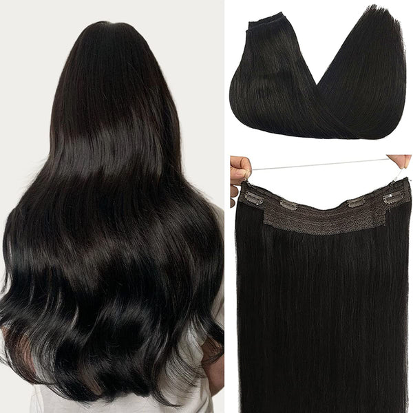 Halo hair extensions natural black sale