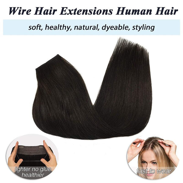 #2 Dark Brown Halo Hair Extensions 100% Human Hair Wire Extensions