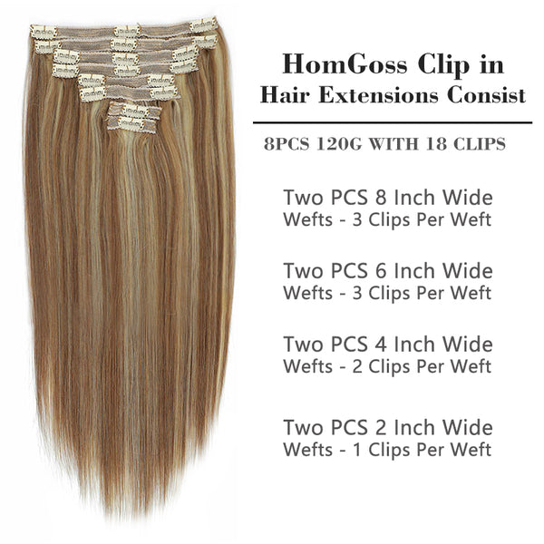 HomGoss #6/613 Blonde Classic Clip-Ins 8PCS (120G)