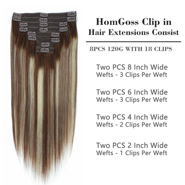 HomGoss Hair #4/613/4 Blonde Classic Clip-Ins (120G)