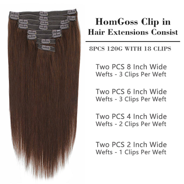 HomGoss Chocolate Brown #4 Classic Clip-Ins (120G)