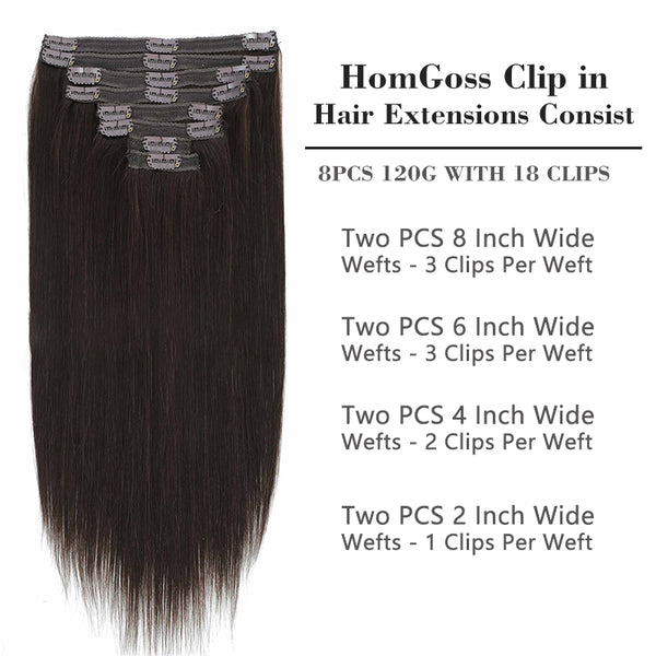 HomGoss-Dark Brown #2 Classic Clip-Ins (120G)