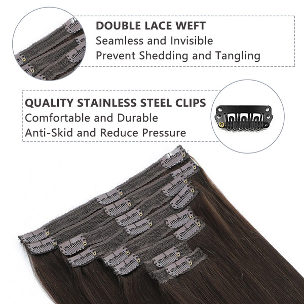 HomGoss-Dark Brown #2 Classic Clip-Ins (120G)